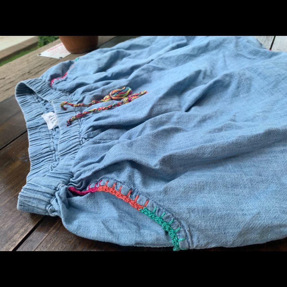 Gap vintage denim skirt colorful trim boho